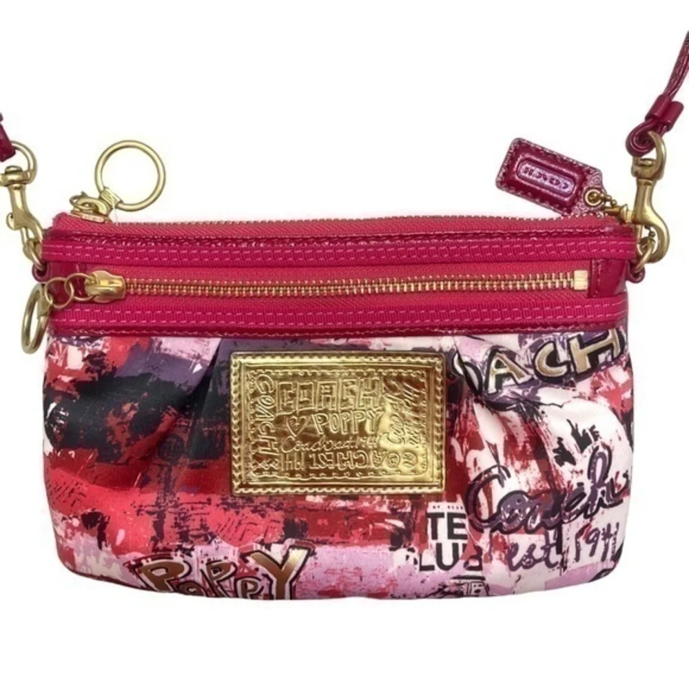 Coach vintage y2k poppy RARE graffiti pink crossbody clutch bag